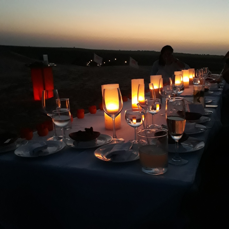Enjoying sundowners at Desert National Park, Suryagarh, Jaisalmer, Rajasthan, India