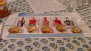 5 American whiskeys: Jim Beam Black Label, Bulleit Rye, Makers Mark, Woodford Reserve and Jack Daniels Silver Select