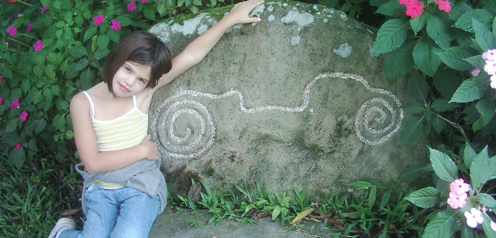 Natalie in front of an artifact at Sitio Barriles one of the most famous archaeological sites in Panama.
