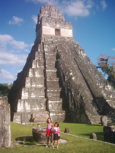 Jocelyn and Natalie in front of the Pyramids at Tikal National Park, Guatemala