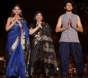 Seema Mishra, founder, Maheshwari Creations, at a fashion show held at the Mandu Festival