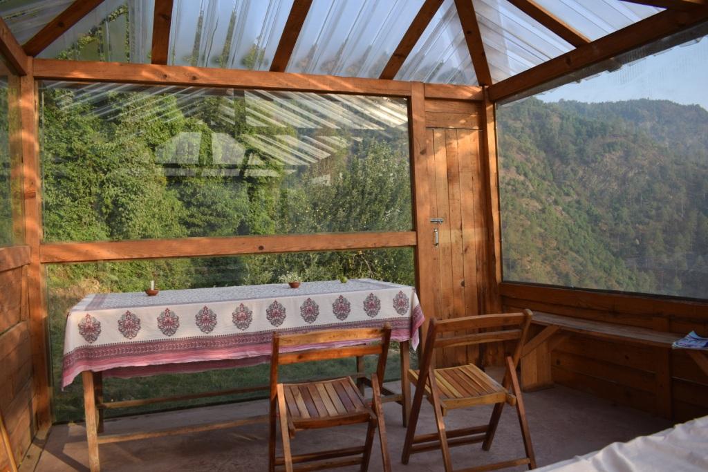 Common room at The Goat Village, Kanatal, Uttarakhand, India
