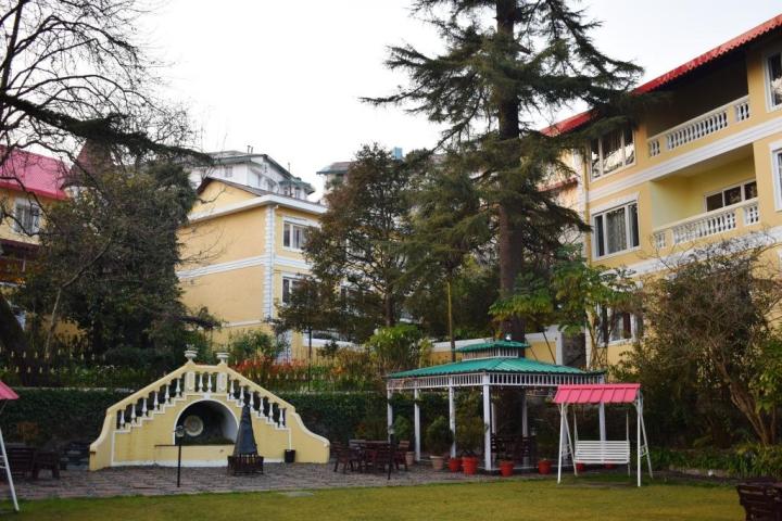 Green garden of Kasmanda hotel, Mussoorie, Uttarakhand