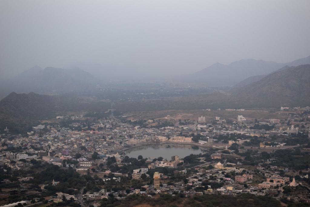 View of the city from Savitri Temple, Pushkar, Rajasthan, India