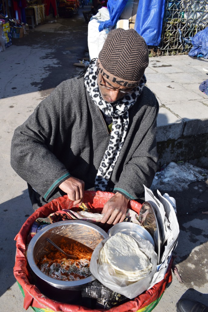 Lentils and roti, Srinagar, Kashmir, India
