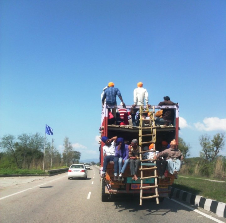 Trucks heading to Anandpur Sahib, Punjab, India