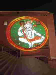Light creation of Shiva at Kashi Vishwanath corridor at night, Varanasi, Uttar Pradesh, India