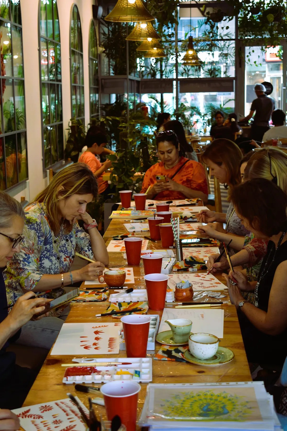 Ukrainian Art Class in Progress at Alma Bakery & Cafe, Noida