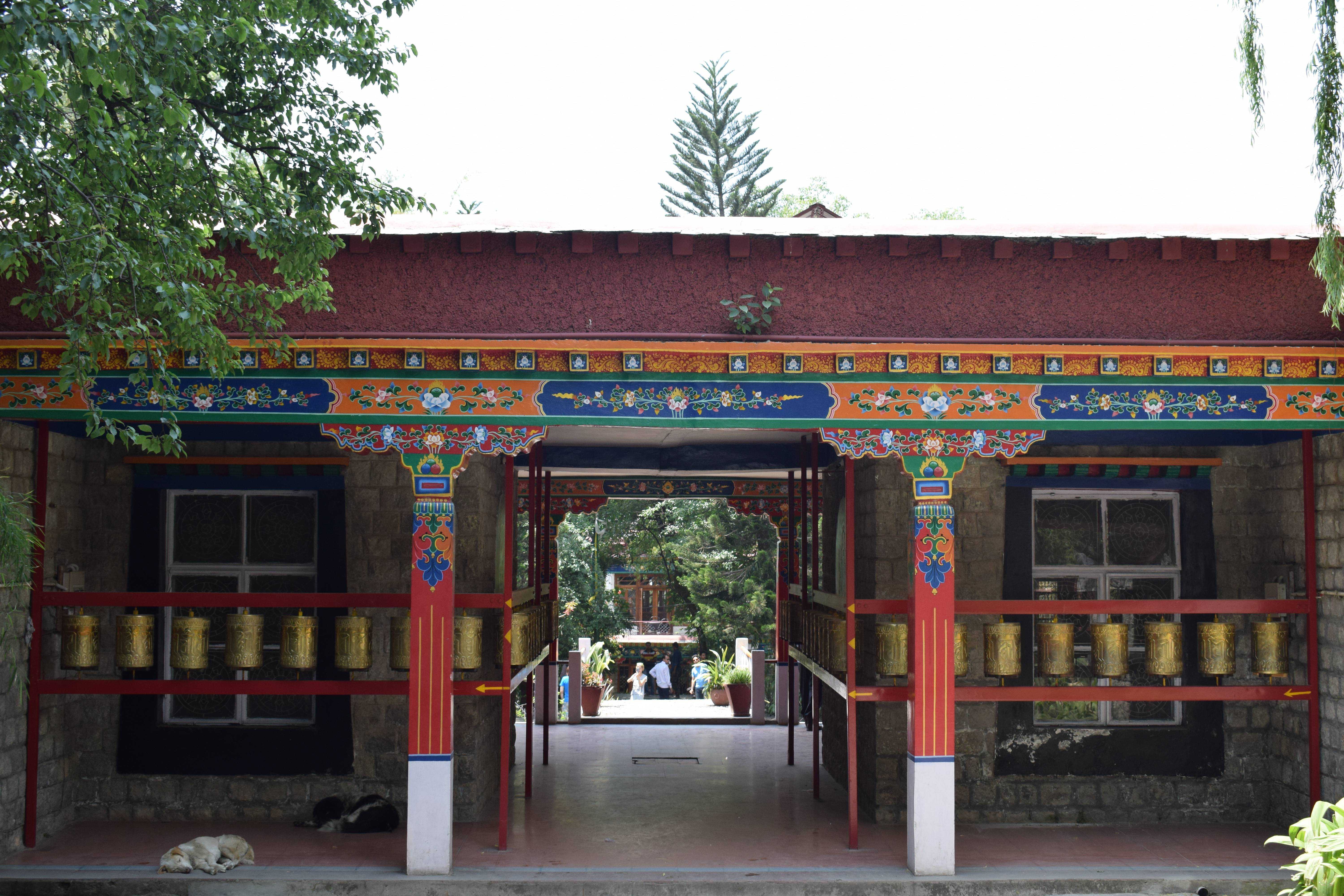 View from the temple courtyard, Norbulingka Institute of Tibetan Culture, Dharamshala, Himachal Pradesh, India
