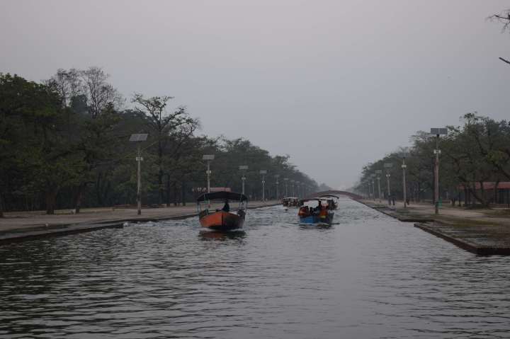 A canal divdes the two monastic zones in Lumbini, Nepal