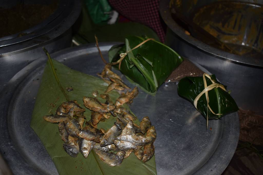 Dried fish being sold at Lakadong local market, Meghalaya, India