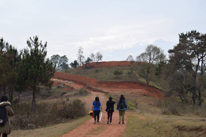 Walking back from Tyrshi waterfalls, Jaintia hills, Meghalaya, India