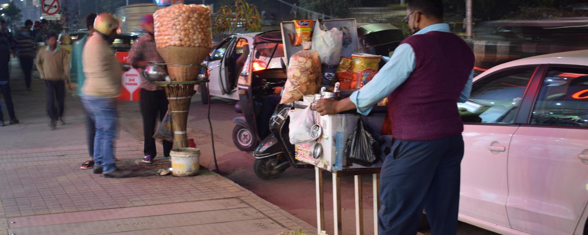 Vendors selling panipuri on the streets of Guwahati, Assam, India