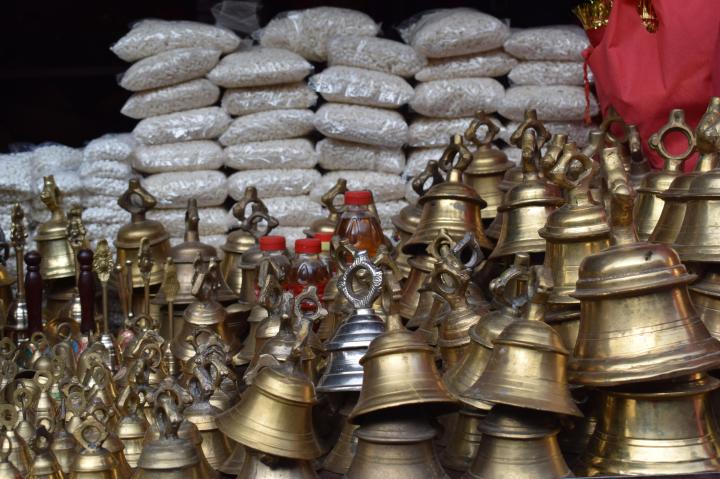 Bells for sale at Ramnagar market, Jim Corbett National Park, Uttarakhand, India
