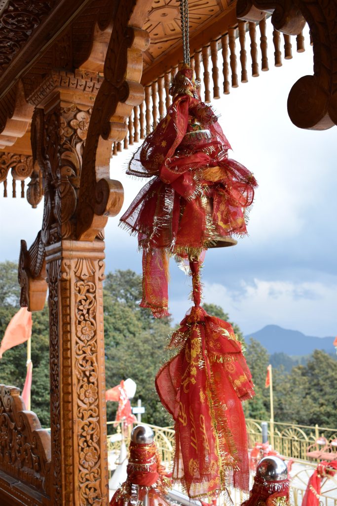 Bell on entrance of Kali temple, Hatu peak, Narkanda, Himachal Pradesh, India