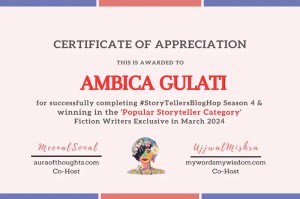 Certificate of appreciation for fiction story Prakriti