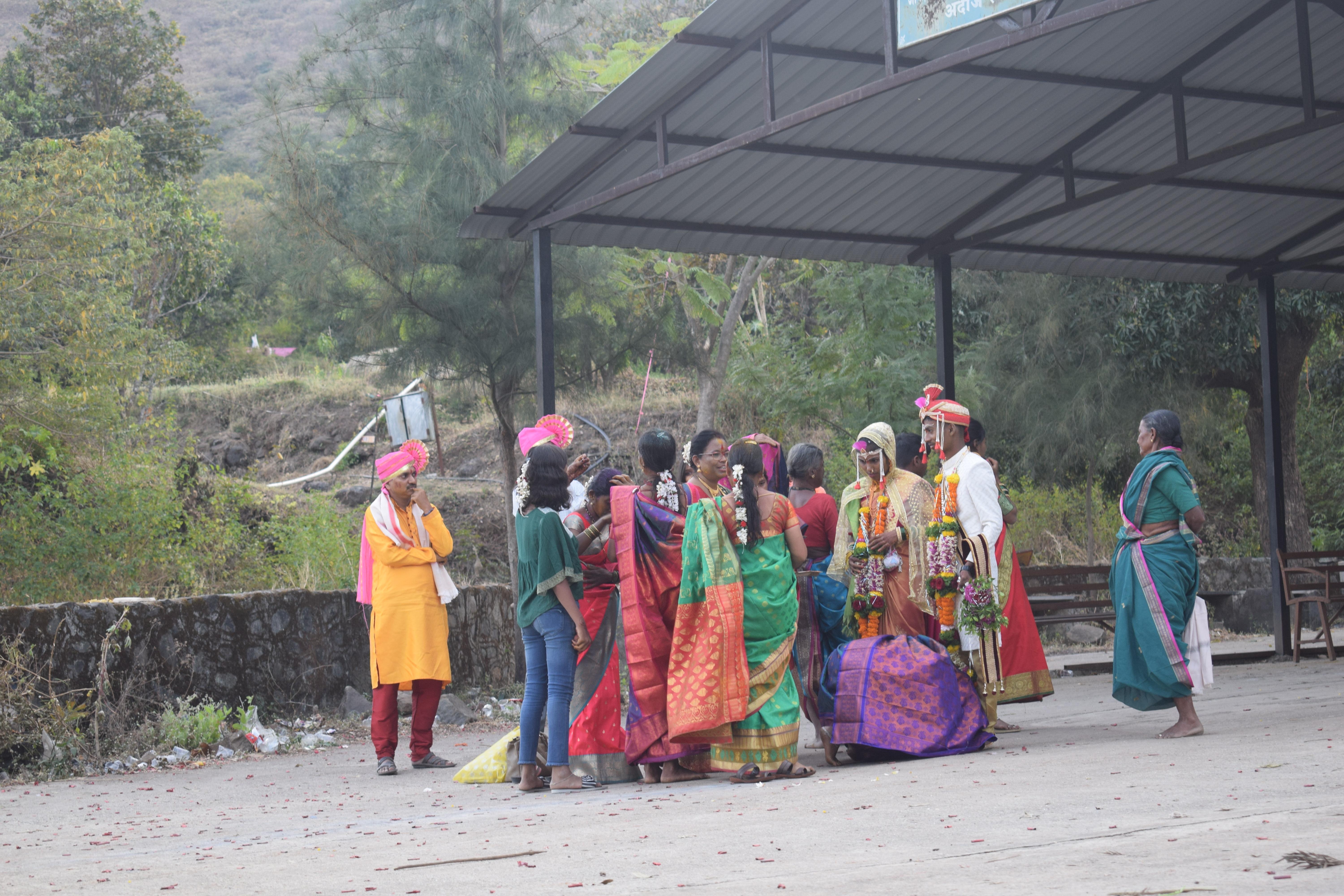 Newlyweds at Kukdeshwar Temple, Pur village, Junnar, Maharashtra, India