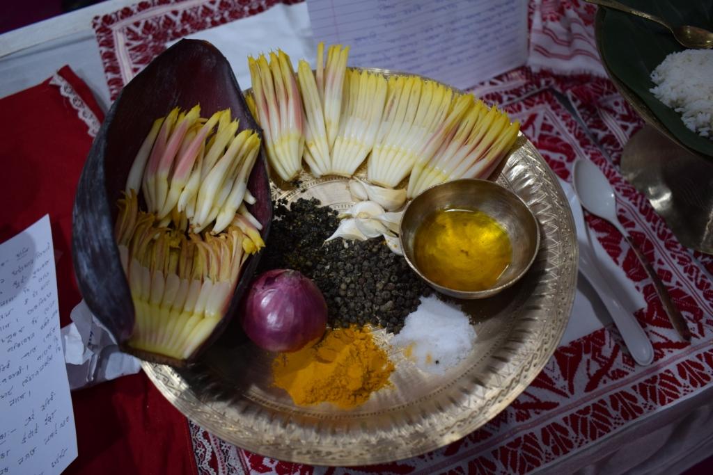 Banana leaves veggie at Guwahati, Assam, India