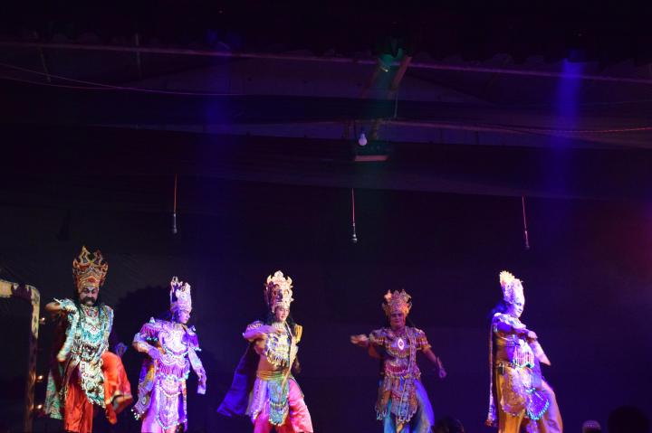 Bhaona, a religious play on Ramayana, at a village near Numaligarh, Assam, India