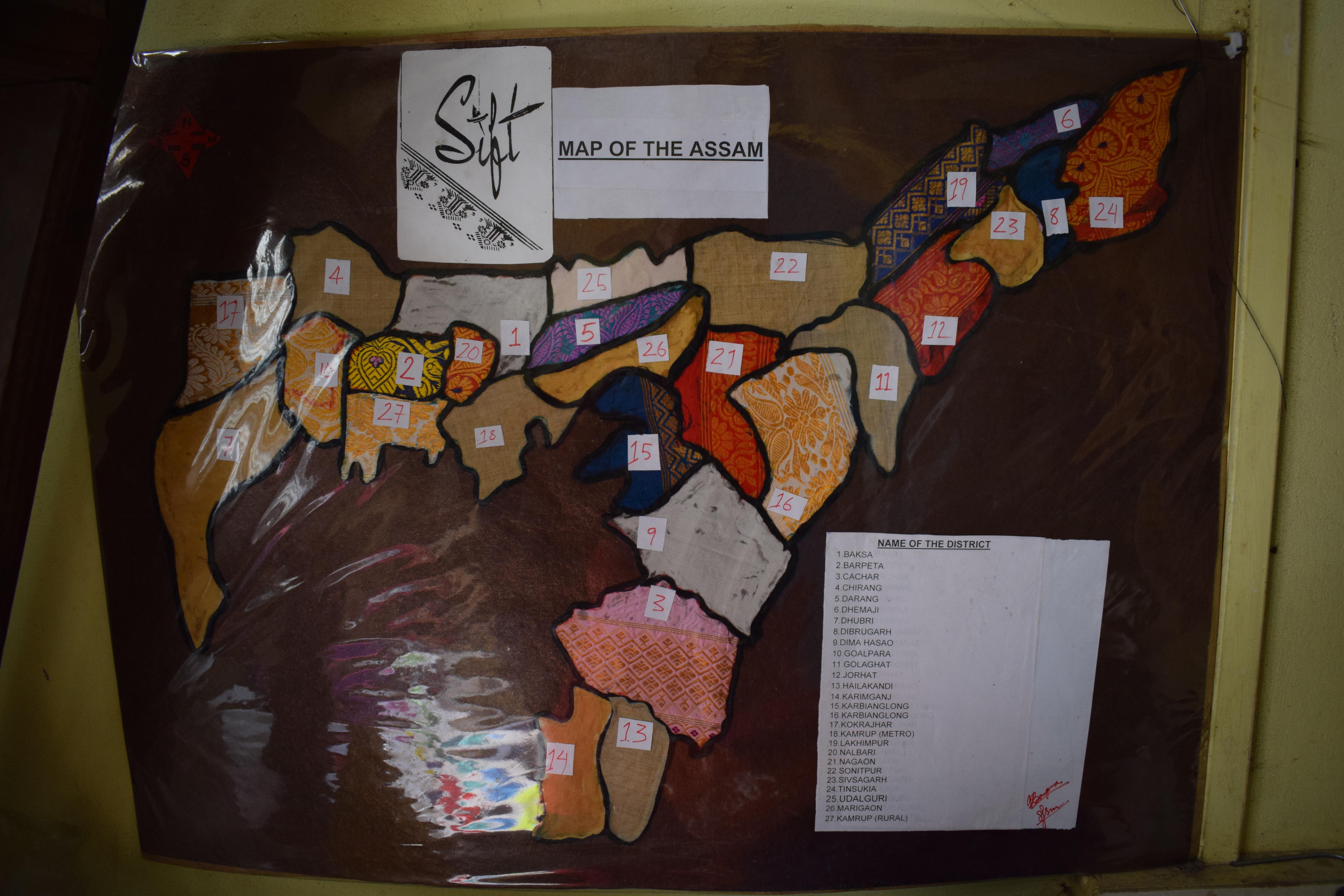 Silk map of Assam, India