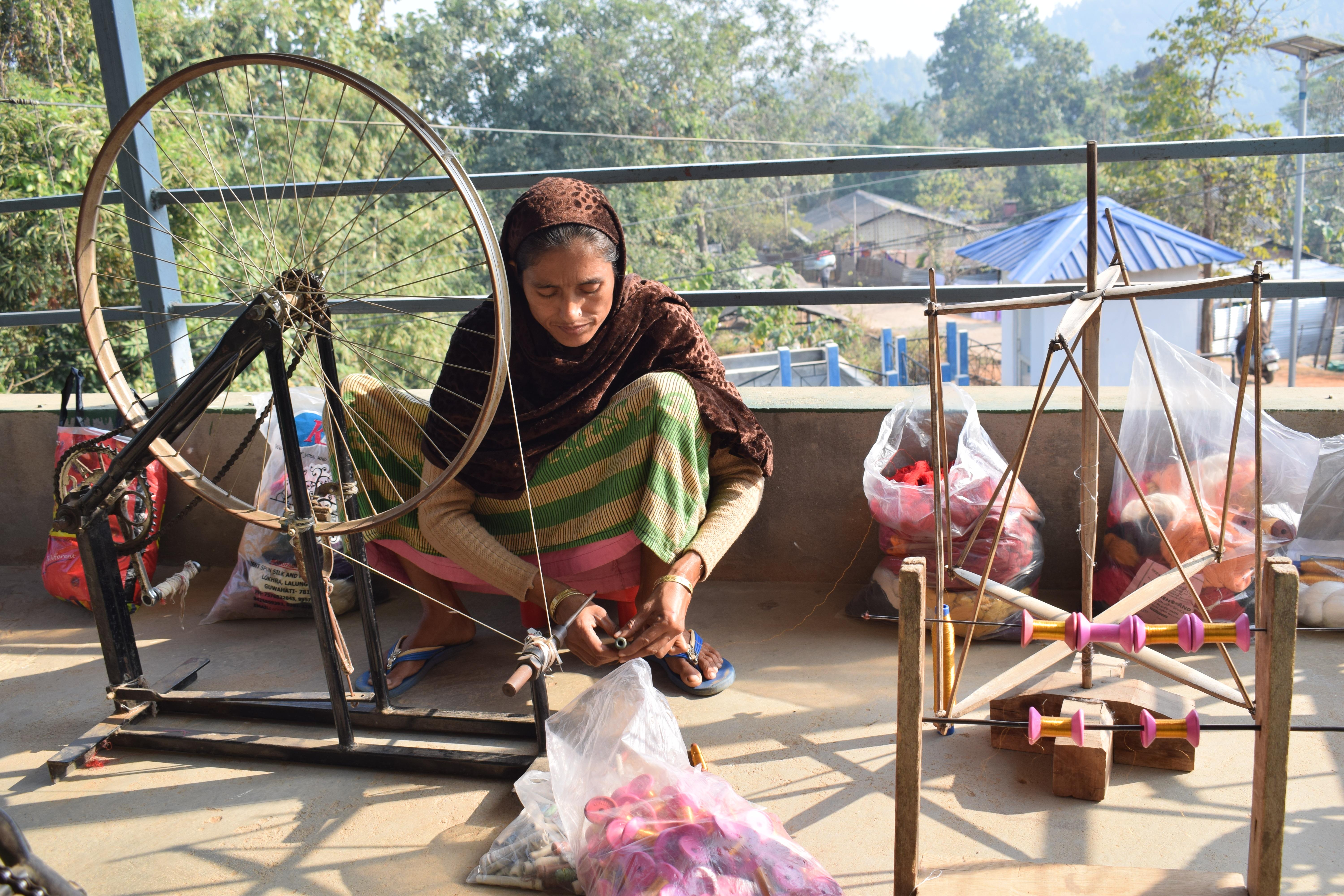 Training local villagers, AVA Creations near Deepor Bil, Guwahati, Assam, India