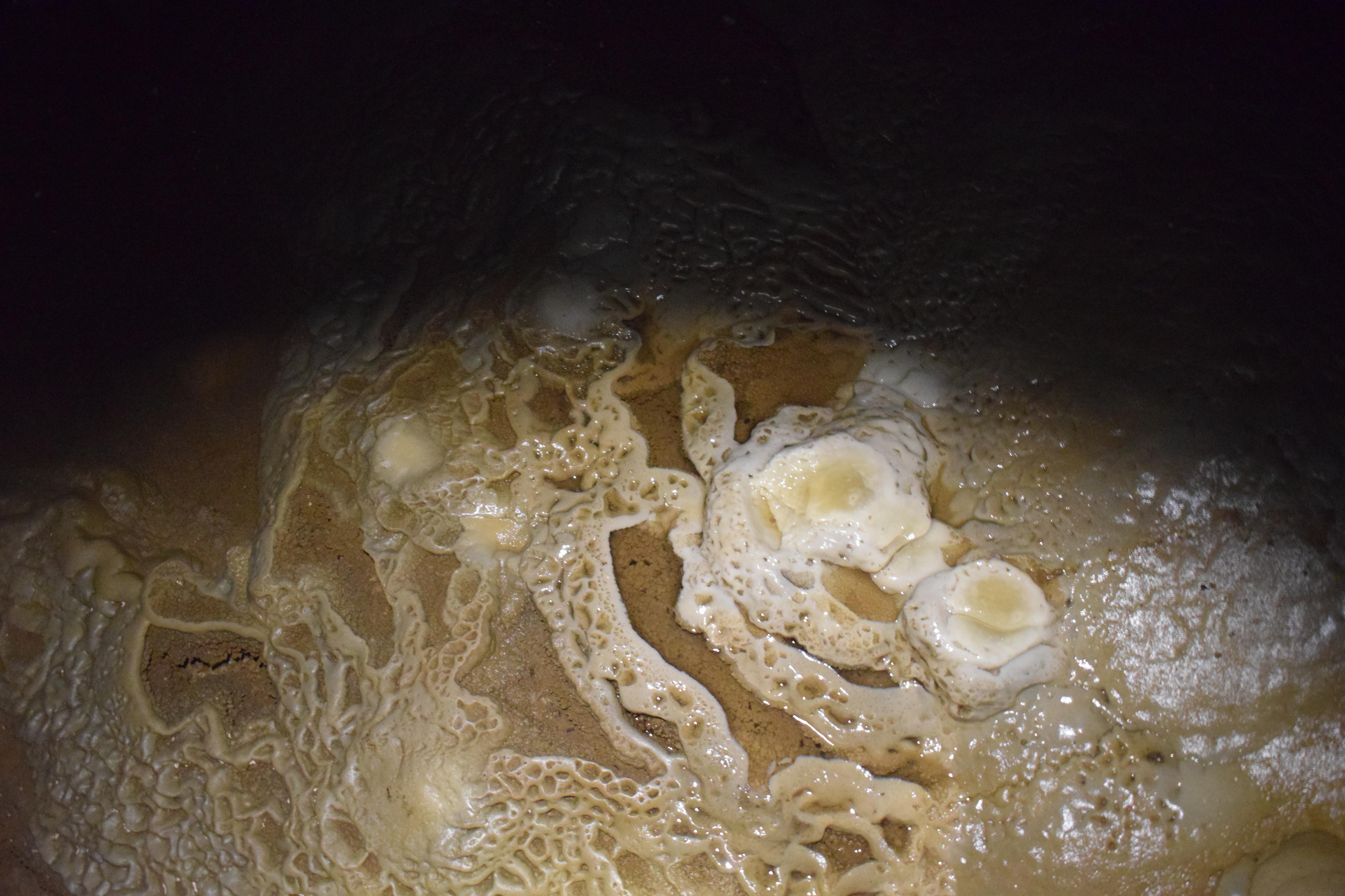 Mineral deposit, Natural formations, Krem Krung Krang Muhabon cave, near Lakadong, Jaintia Hills, Meghalaya, India