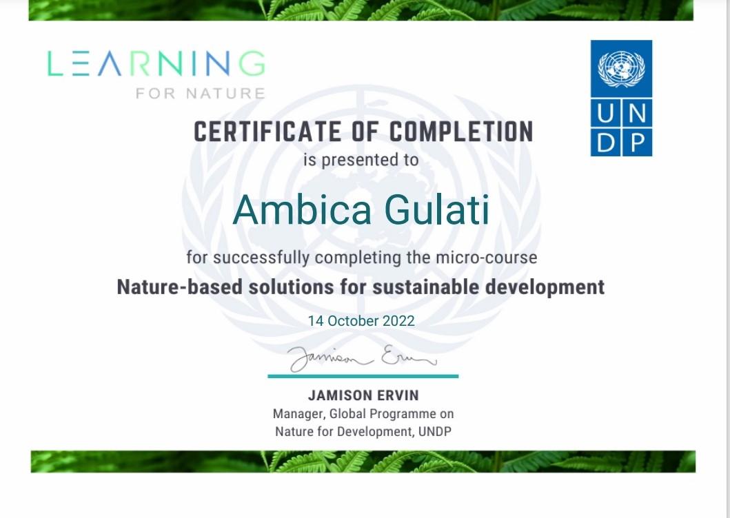 Nature Based Solutions for Sustainable Development Certification