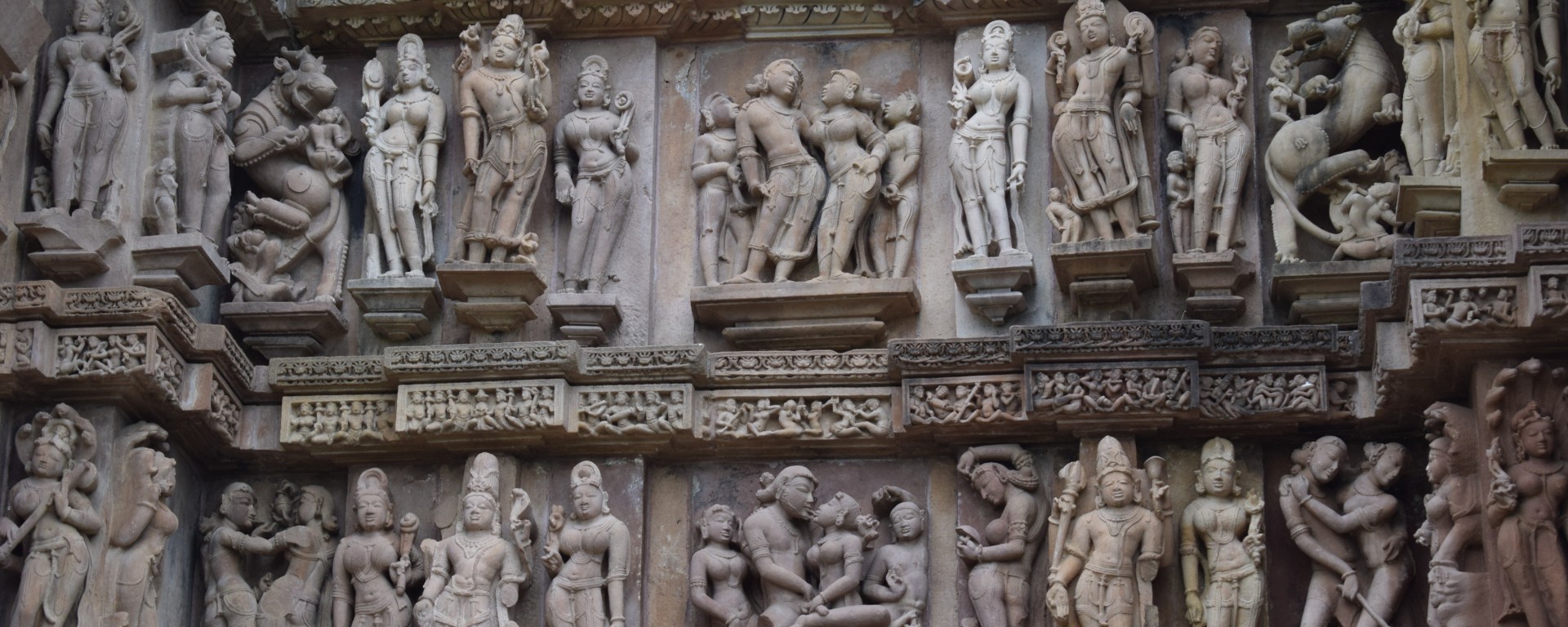 Sculptures, Khajuraho temple, Madhya Pradesh, India