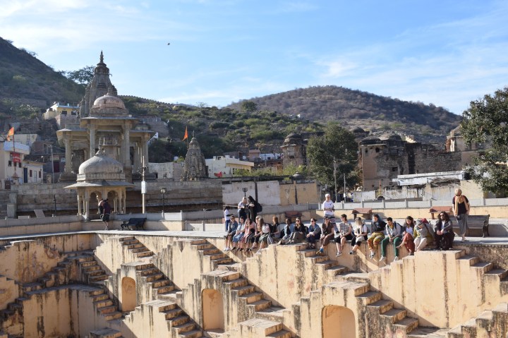 Panna-Meena kund and Meera Bai temple (left), Amer Fort, Jaipur, Rajasthan, India
