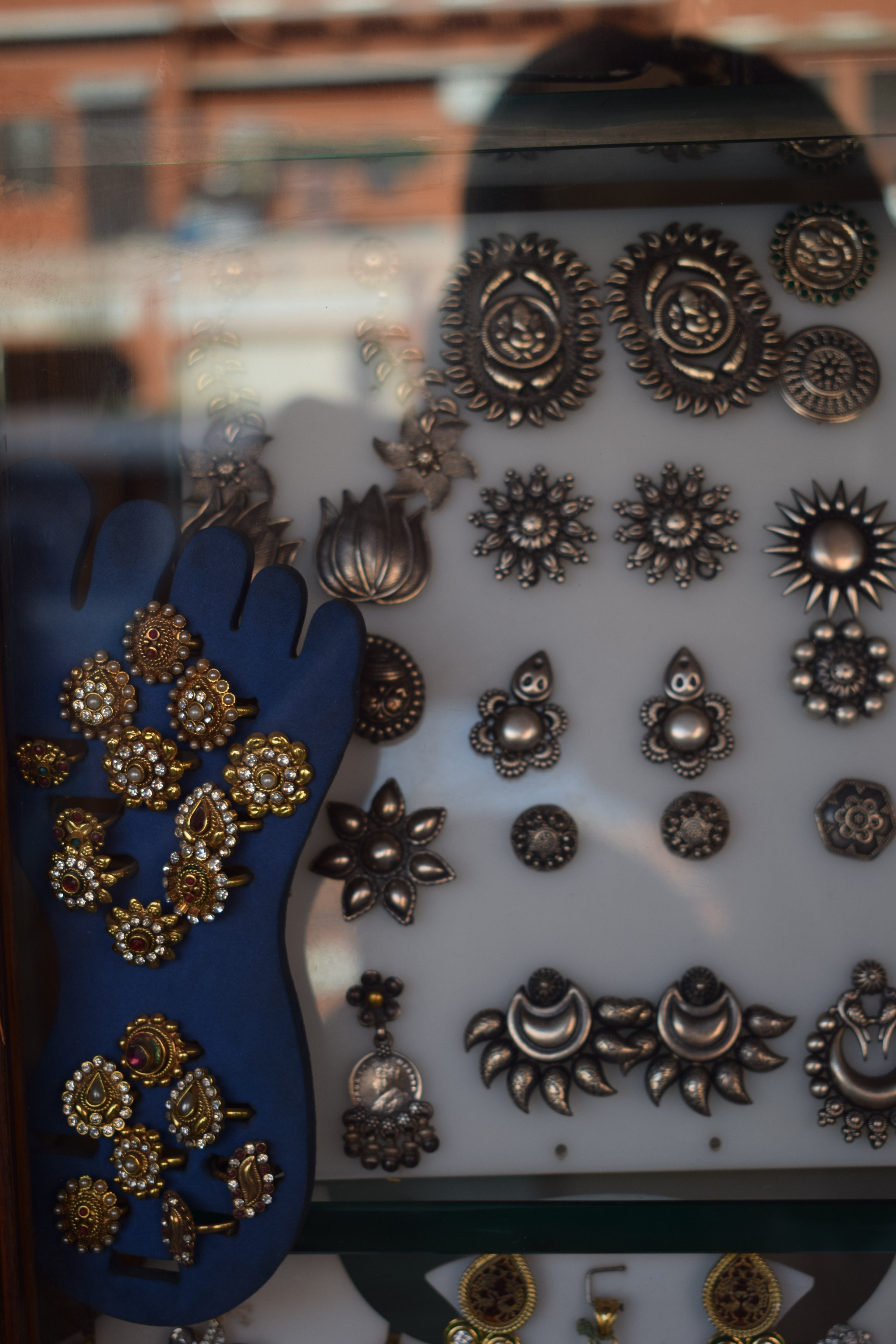 Oxidised metal earrings, Jaipur, Rajasthan, India