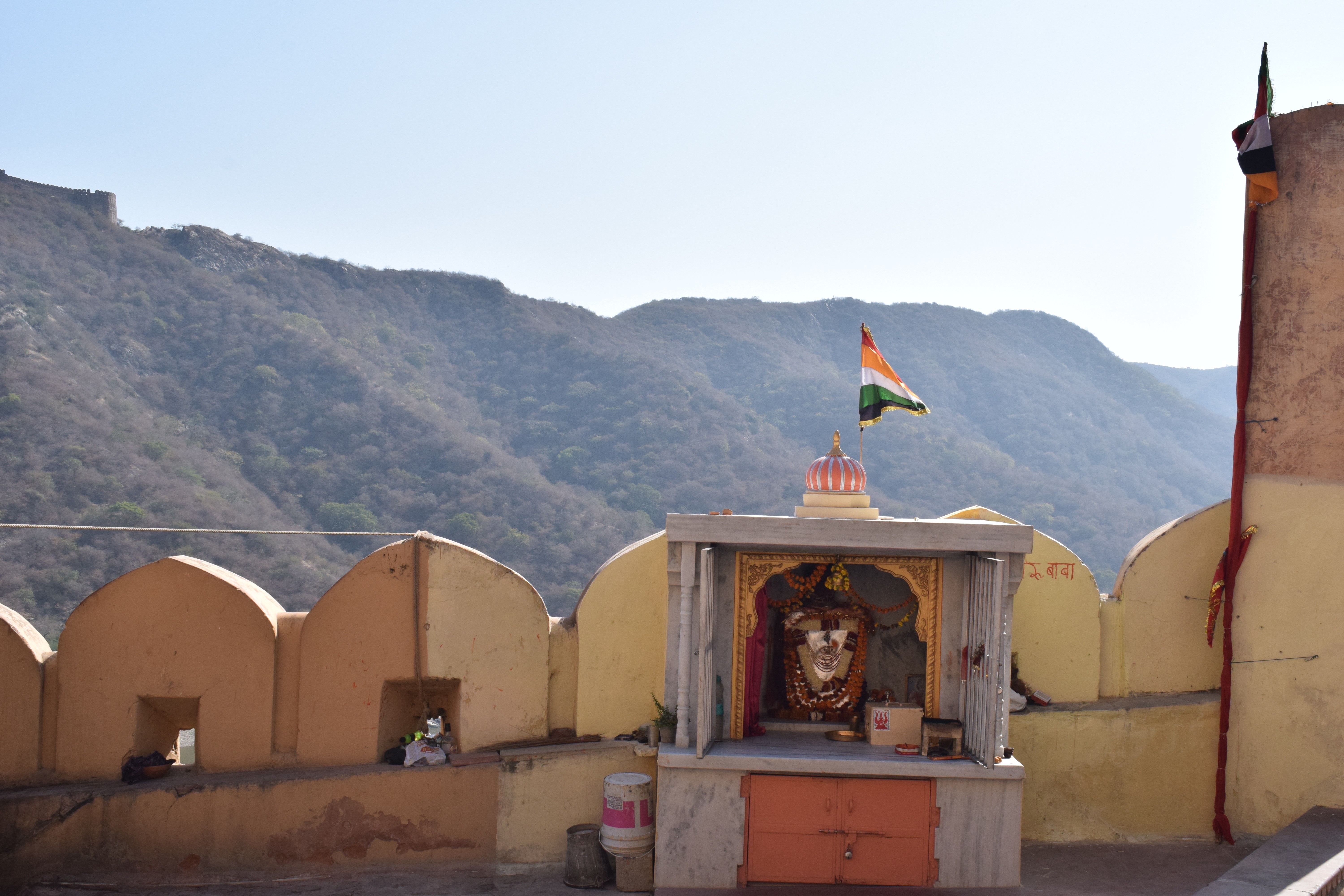 Bhairon or Bhairava, the guardian deity of the rear entry, Amer Fort, Jaipur, Rajasthan, India