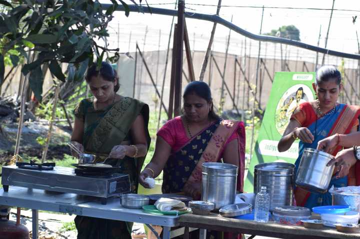 The Ghorpade Ladies: Ashwini, Jyoti, Anu (left to right), based in Nashik, they cook nutritious Maharashtrian cuisine. You can contact Ashwini at 8669115075