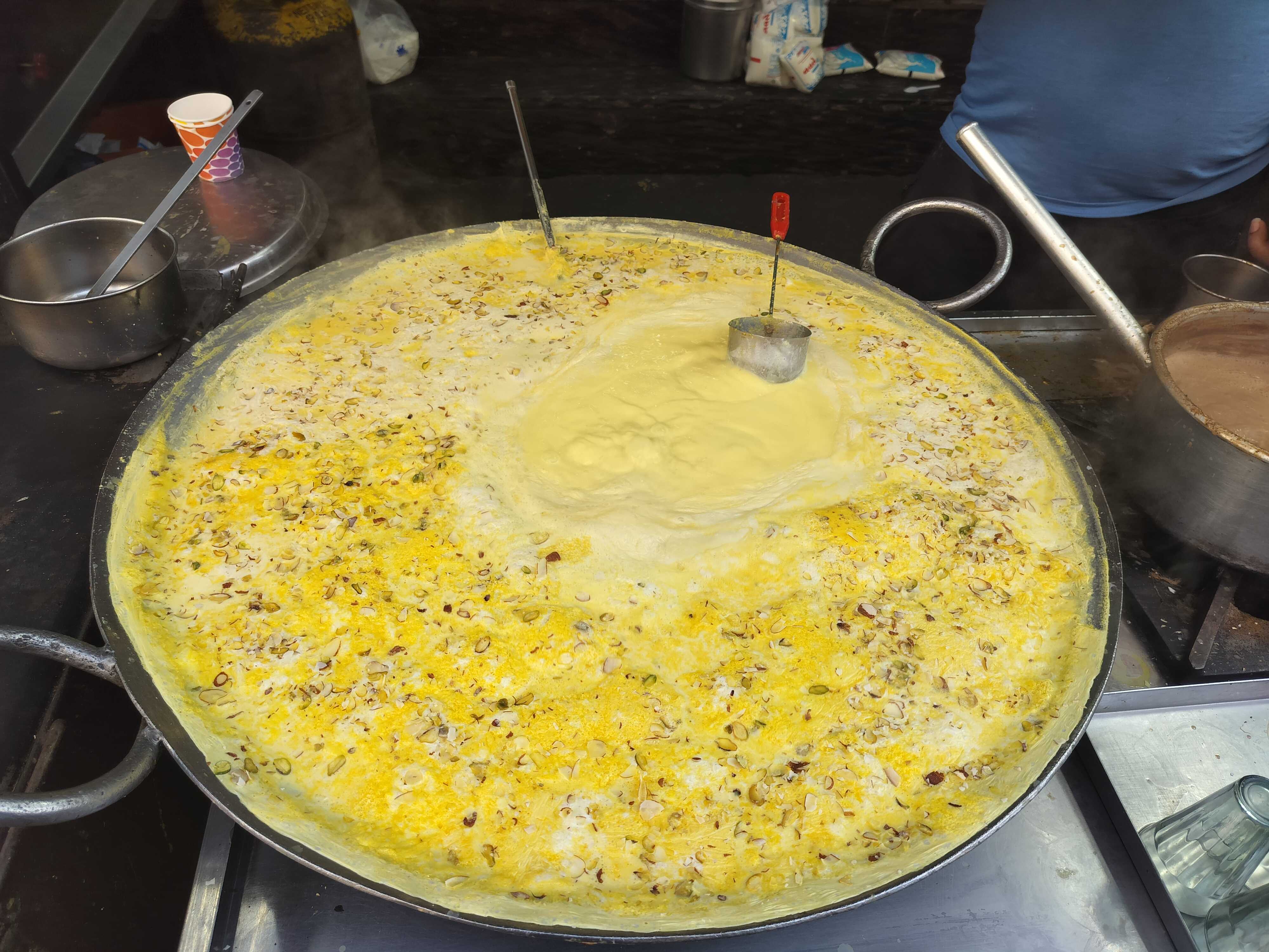 Hot saffron milk, Trimbakeshwar Temple, Nashik, Maharashtra, India