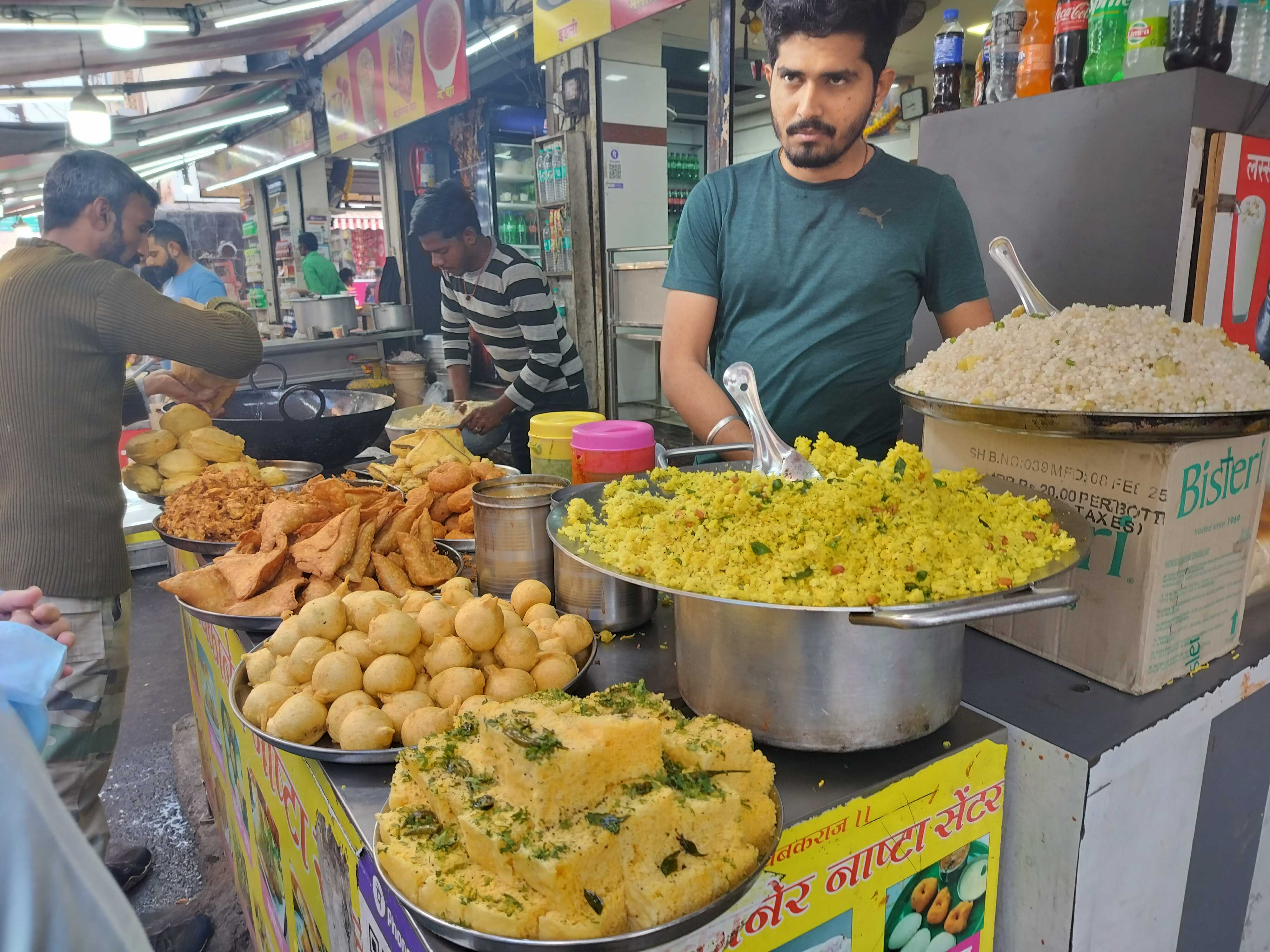 Poha, sabudana khichdi, bhaji, Trimbakeshwar Temple, Nashik, Maharashtra, India