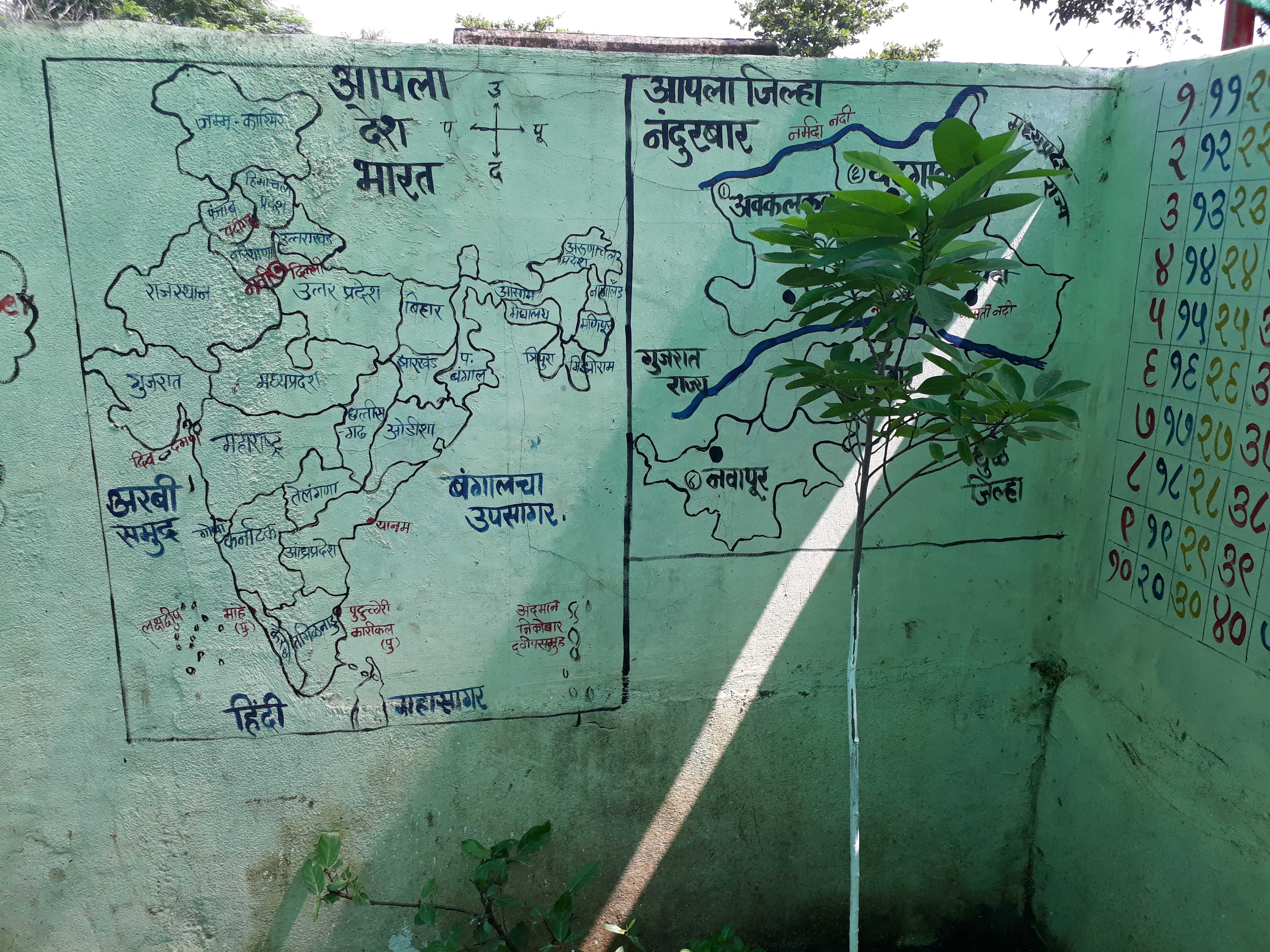 Map of India in the one-room tribal school, Nandurbar District, Maharashtra, India
