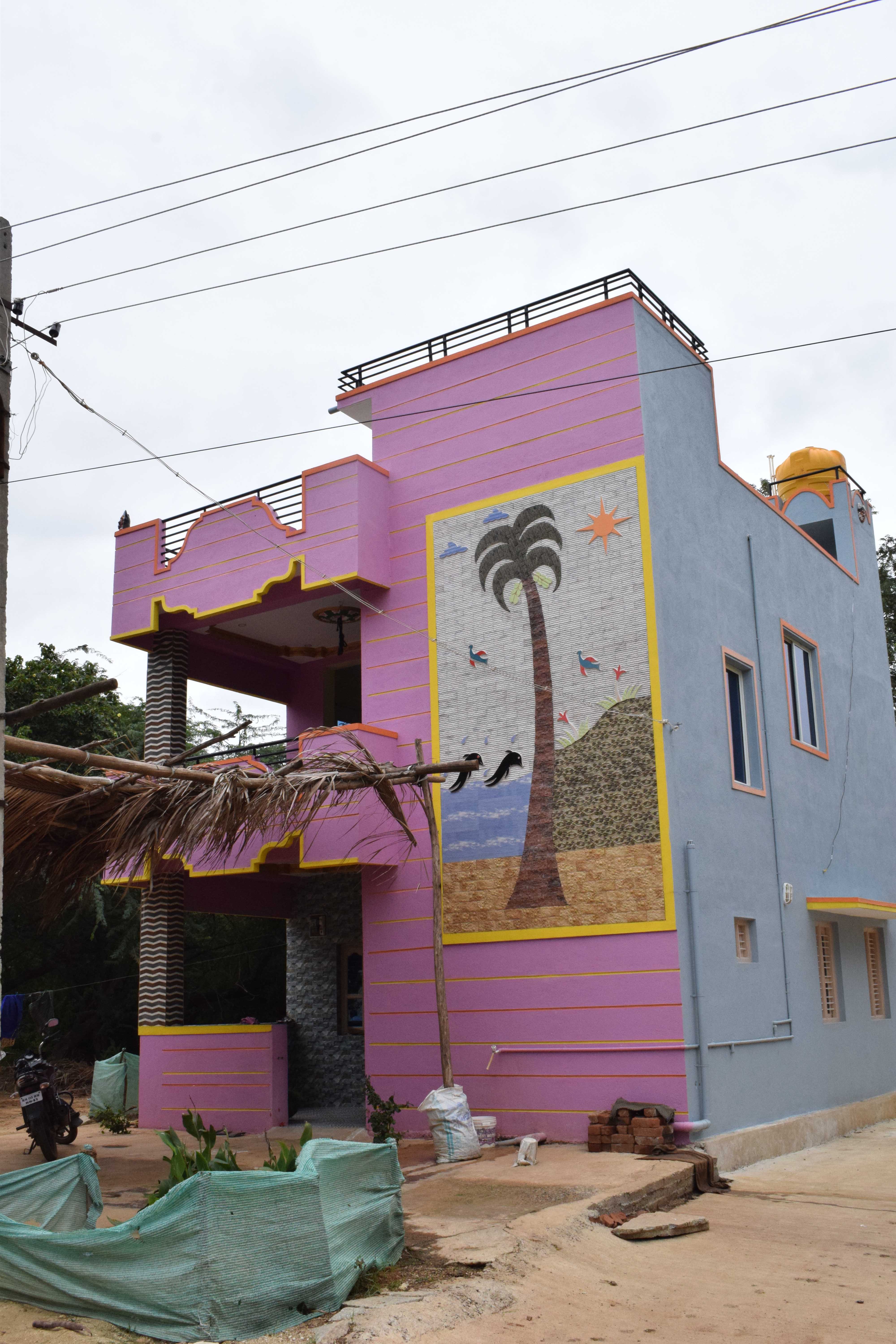 A village home with painting in Kolar district, Karnataka, India