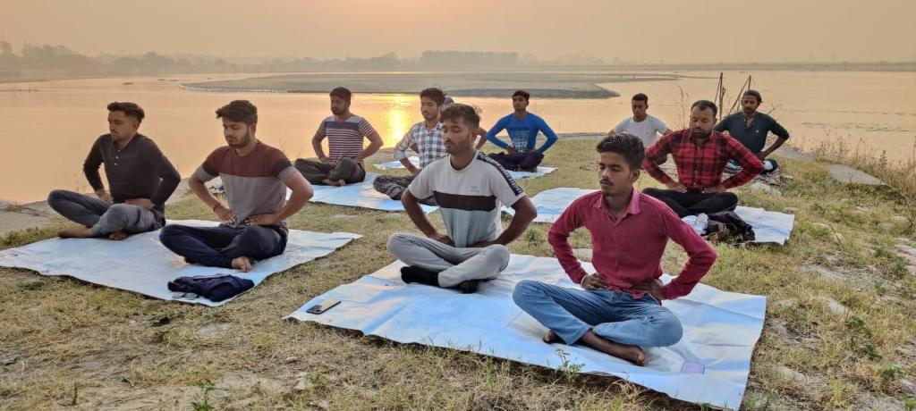 Meditation sessions in Haiderpur Wetland area, Bijnor, Uttar Pradesh, India