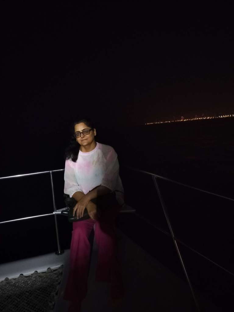 Aparna Gulati taking a boat ride in the Gulf of Thailand, Pattaya.
