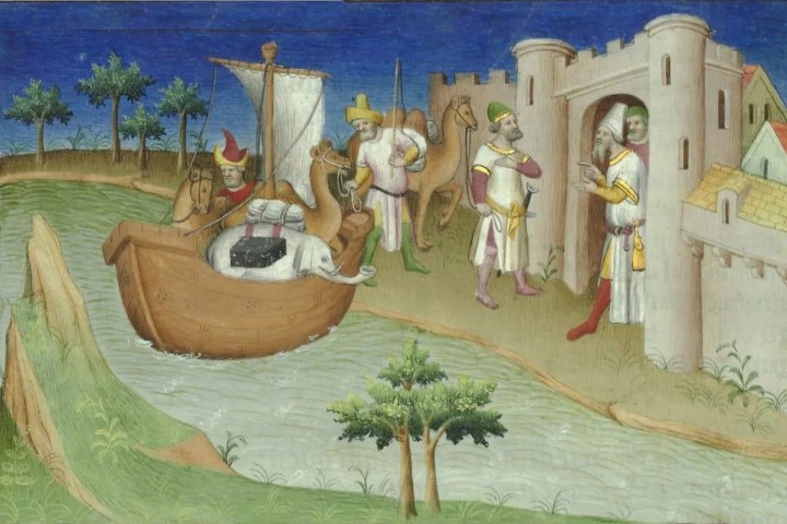 Marco Polo arrives at Hormuz from India. Illustration Livre des Merveilles du Monde (circa 1412 CE). By Gallica Digital Library from Wikimedia Commons (Public Domain)