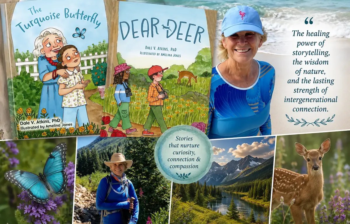 Interview of US-based Dr Dale Atkins on her illustrated books and Nature, hero image for queen of treasures