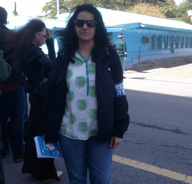 Ambica inside the Korean DMZ where peace talks are held