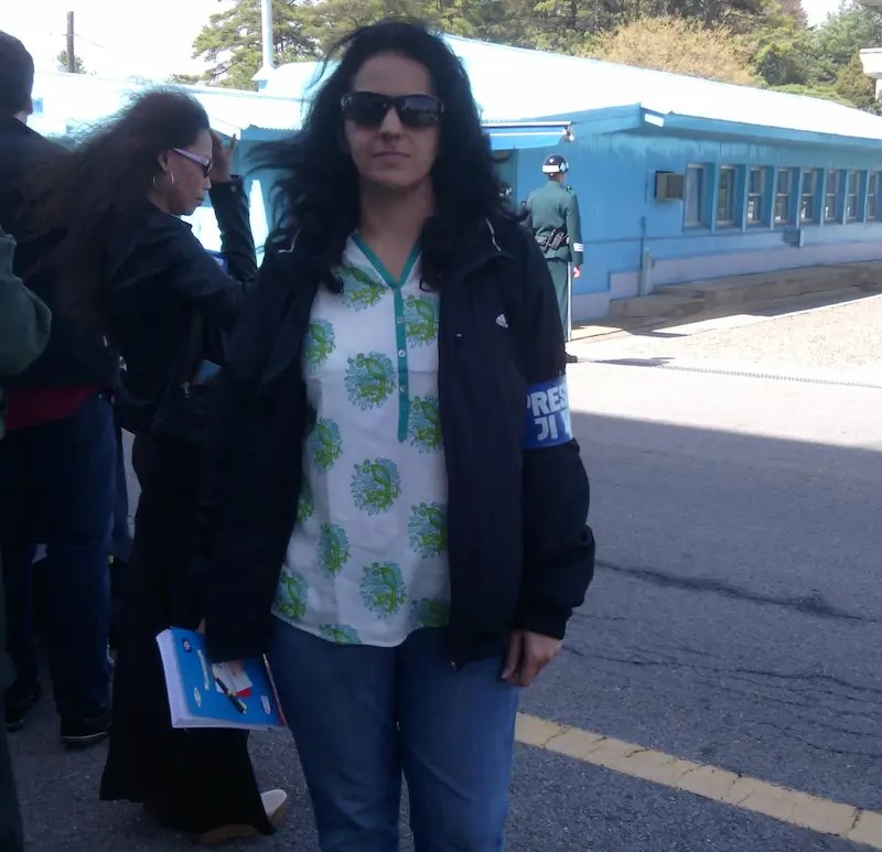 Ambica inside the Korean DMZ where peace talks are held