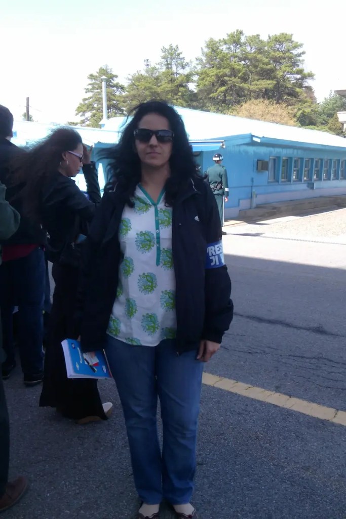 Ambica inside the Korean DMZ where peace talks are held