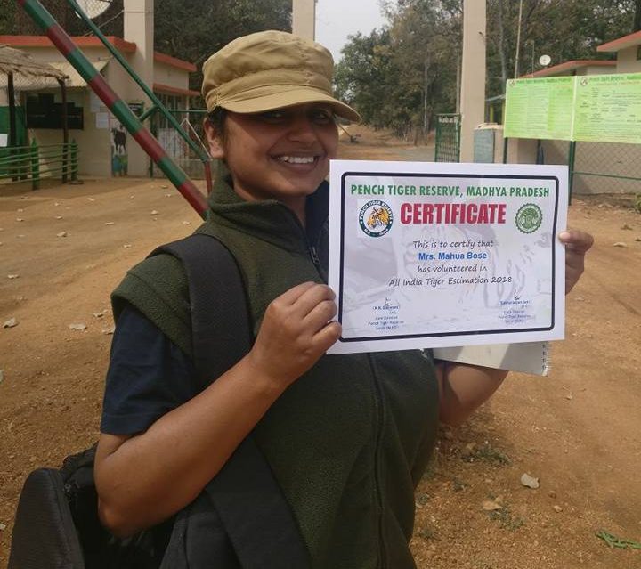 Certificate of participation in Tiger Census 2018, Pench Tiger Reserve, Madhya Pradesh, India